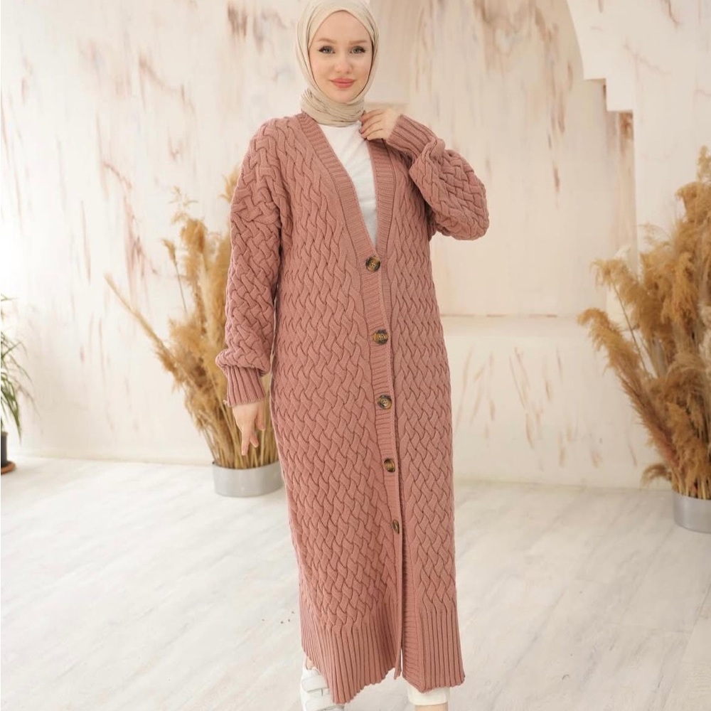 Coastal Scents Pink Knit Maxi Cardigan Dress